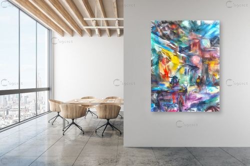 רייחות וצבעים בסימטאות - בן רוטמן - תמונות צבעוניות לסלון אבסטרקט רקעים צורות תבניות מופשטות  - מק''ט: 307082