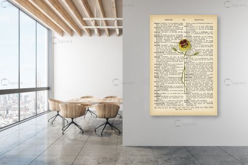 פרח צהוב מחייך רטרו טקסט - Artpicked - תמונות לפינת אוכל רטרו וינטג' פרחים בסגנון רטרו  - מק''ט: 330431