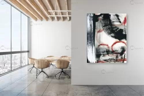 שחור לבן אדום עיגולים II - Sue Schlabach - תמונות אורבניות לסלון אבסטרקט מודרני סטים בסגנון מודרני  - מק''ט: 363723