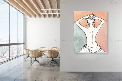 אשה בקו מתאר מודרני III - Anne Tavoletti - תמונות לסלון רגוע ונעים סטים בסגנון מודרני  - מק''ט: 364115