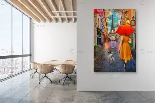 שגרה פריזאית - Artpicked Modern - תמונות אורבניות לסלון מטריות  - מק''ט: 376467