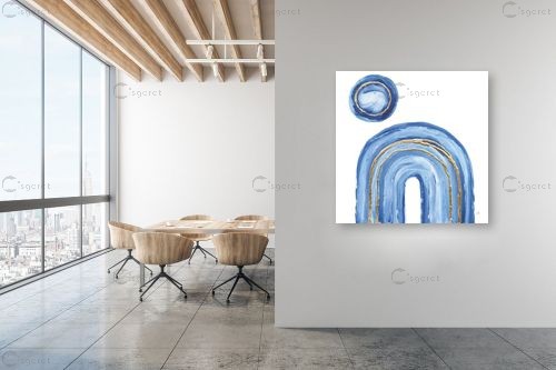 קשת בכחול ו - Chris Paschke - חדר שינה כחול עמוק אבסטרקט מודרני  - מק''ט: 389400