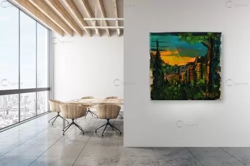 שקיעה בקרית יובל – חיים בורוש | תמונה לקיר בסגנון מודרני