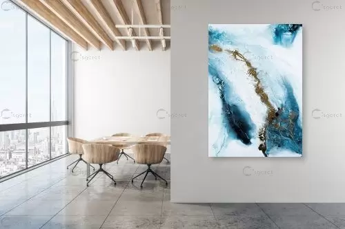 שמיים כחולים וזהב מופשט II - Artpicked - תמונות ים ושמים לסלון אבסטרקט מודרני סטים בסגנון מודרני  - מק''ט: 440174