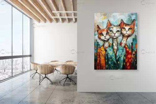 חתולים והעיר הגדולה - מיכאל תורגמן - תמונות אורבניות לסלון תמונות של בינה מלאכותית  - מק''ט: 466523
