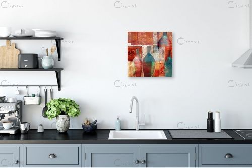 בקבוקים בכחול – נעמי פוקס משעול | תמונה לקיר בסגנון כפרי