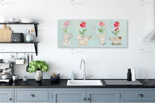 פרחים בכוסות תה – Courtney Prahl | תמונה לקיר בסגנון כפרי