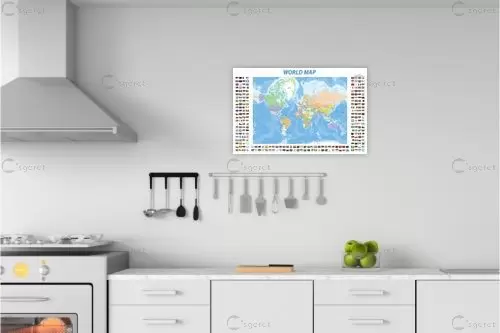 מפת עולם עם דגלים וכותרת - מפות העולם -  - מק''ט: 201306