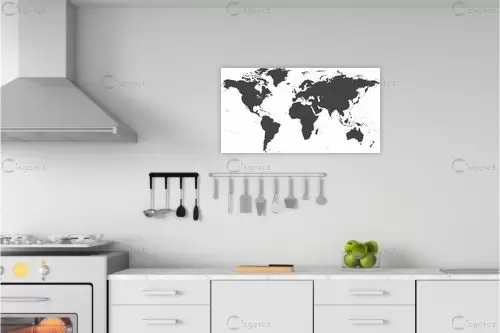 מפת עולם מעוצבת אפורה - מפות העולם - מפות מופשטות  - מק''ט: 351162