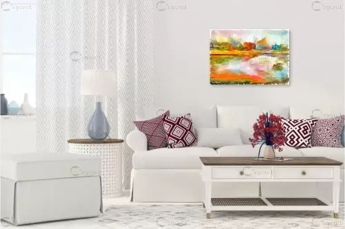קיץ - בן רוטמן - תמונות לסלון מודרני אבסטרקט בצבעי מים  - מק''ט: 421151