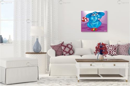 פיל כחול על כדור - חנן אביסף - תמונות לחדרי תינוקות קומיקס  - מק''ט: 53165
