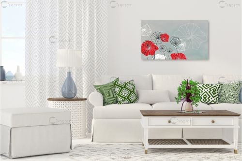 פרחי מים אפור - נעמי עיצובים - תמונות רומנטיות לחדר שינה אבסטרקט מודרני תמונות בחלקים  - מק''ט: 160918