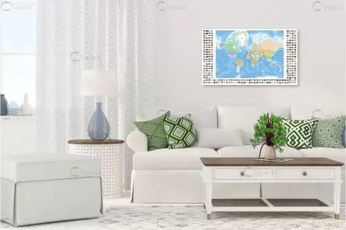 מפת העולם עם דגלים - מפות העולם -  - מק''ט: 201305