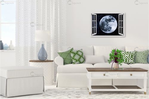 ירח מלא בחלון – Artpicked Windows | תמונה לקיר בסגנון מודרני