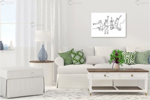 משפחה זאת שמחה ציור בקו אחד – Artpicked Modern | תמונה לקיר בסגנון מינ