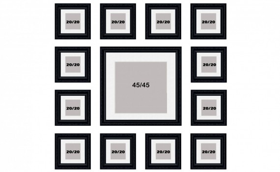 קיר משפחה דגם 112 - סט מדהים של 11 תמונות ממוסגרות בסגנון קלאסי