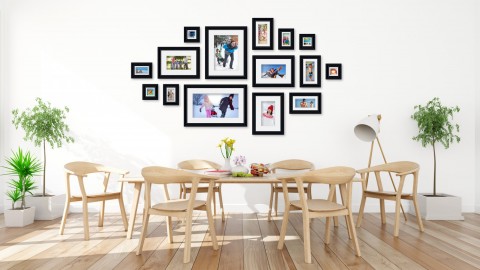 קיר משפחה - סט דגם 105 - 15 תמונות ממוסגרות בהתאמה אישית