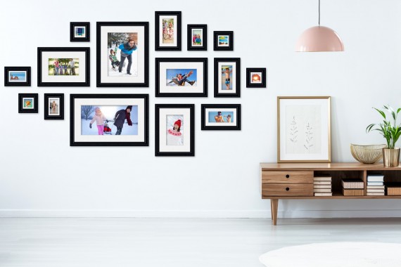 קיר משפחה דגם 105 - סט מדהים של 15 תמונות ממוסגרות בסגנון קלאסי