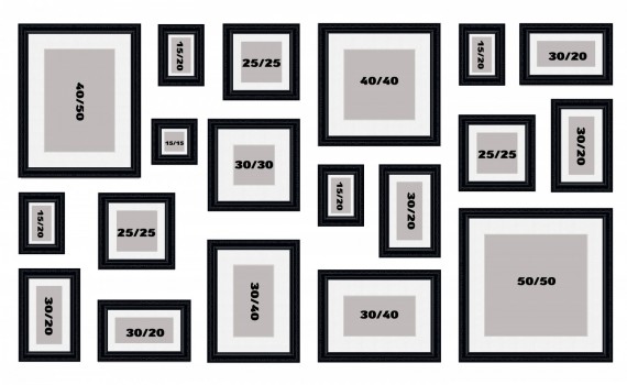 קיר משפחה דגם 111 - סט מדהים של 19 תמונות ממוסגרות בסגנון קלאסי