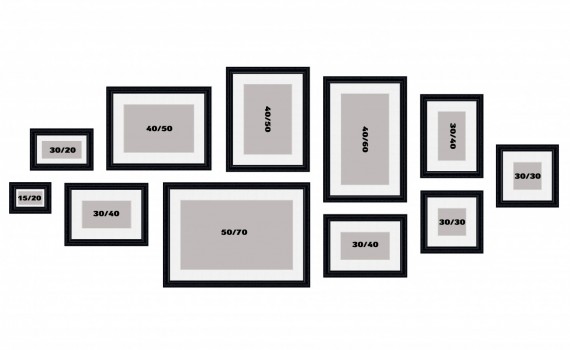 קיר משפחה דגם 107 - סט מדהים של 11 תמונות ממוסגרות בסגנון קלאסי
