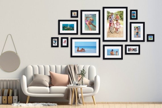 קיר משפחה דגם 106 - סט מדהים של 12 תמונות ממוסגרות בסגנון קלאסי