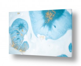 קולקציות תמונות קנבס זכוכית מודרניות | כחול זהב מופשט