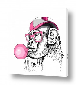 קולקציות תמונות קנבס זכוכית מודרניות | קוף בזוקה
