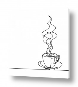 תמונות לפי נושאים כוסות | כוס קפה בקו אחד מתמשך