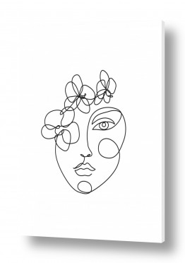 איורים ורישומים ציור בקו אחד | אישה עם פרחים בקו אחד