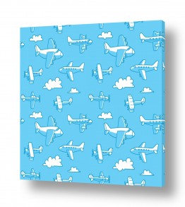 כלי תחבורה כלי טיס | טיסה לעננים בכחול לבן