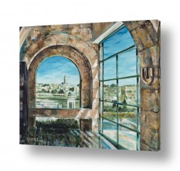 ציורים דוד פיש | ירושלים מבעד לחלון