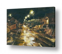 נושאים אורות | רחוב גשום בלילה