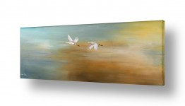 עופות מים עגורים | נוף עם זוג עגורים