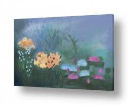 ציורים אפרת כספי | פרחים באגם