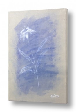 ציורים ציור קולאג'ים | פרח על רקע כחול