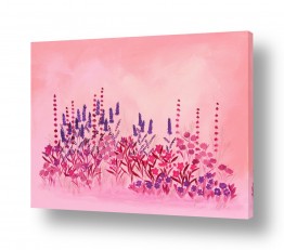 ציורים ציור של פרחים | שדה פורח בורוד וסגול