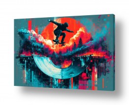 מדבקות קיר מדבקות קיר לנוער | סקייטבורד באוויר