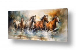 ציורים ציורים מים וים | סוסי פרא