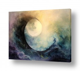 ציורים ציורים מים וים | ירח מעל הים