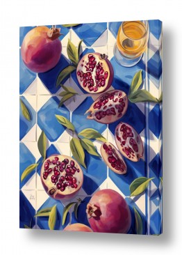 אירופה יוון | רימונים על אריחים כחולים