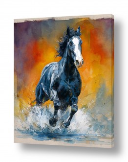 מדבקות קיר מדבקות קיר סוסים | סוס פורץ קדימה