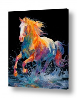 מדבקות קיר מדבקות קיר סוסים | סוס צבעוני מואר