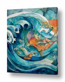 בעלי חיים - חיות חיות מים | גל של דגים