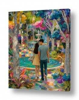 ציורי נוף על קנבס שבילים | גן קשת בענן