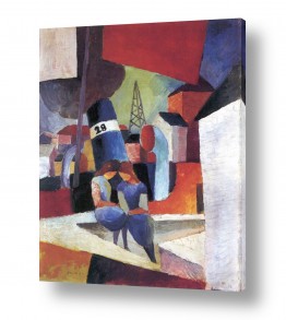 שילובים של צבע שחור שחור לבן סגול | August Macke 077