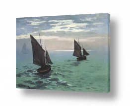 שילובים של צבע שחור שחור לבן כחול | Claude Monet 021