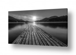 צילומים תמונות שחור לבן | שקיעה באגם