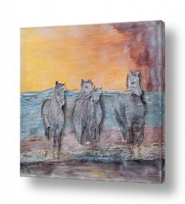 חדש באתר ציורים, אמנות דיגיטלית ובינה מלאכותית | סוסים על החוף