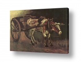 אמנים מפורסמים וינסנט ואן גוך | Cart with Red & White Ox