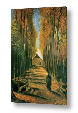 אמנים מפורסמים וינסנט ואן גוך | Poplars Avenue in Autumin